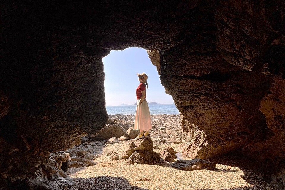 삼봉해수욕장 갱지동굴 포토존.