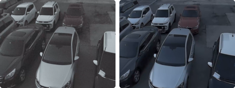 저조도 성능별 CCTV 화면 차이 [자료=한화비전]