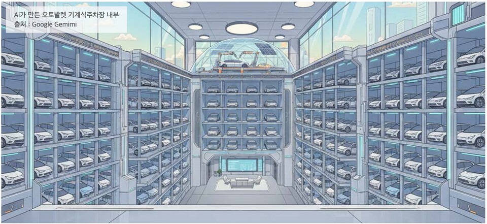 AI가 만든 오토발렛 기계식주차장 내부. 